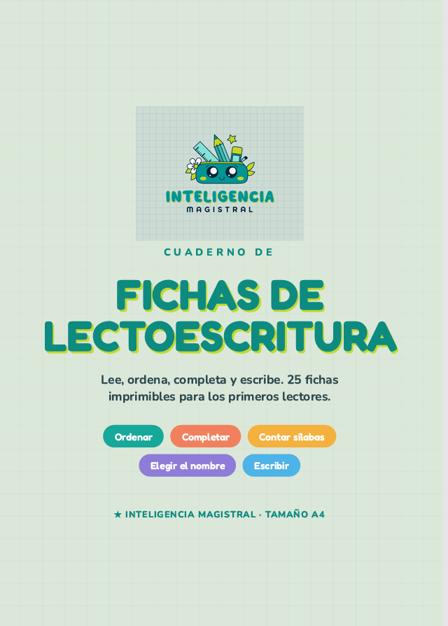 Cuaderno de Lectoescritura: Lee, Ordena y Escribe - 25 Fichas para Primeros Lectores 1 Cuaderno de Lectoescritura: Lee, Ordena y Escribe - 25 Fichas para Primeros Lectores