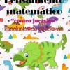 Colorido póster educativo que presenta el CONTEO JURÁSICO en letras llamativas, decorado con vibrantes dibujos animados de dinosaurios y motivos de la jungla.