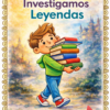 La portada ilustrada de "Cuadernillo de Trabajo Investigamos Leyendas Para Preescolar" muestra a un niño sonriente con una pila de libros sobre un fondo colorido, con el logotipo de la Editorial MD en la parte inferior.