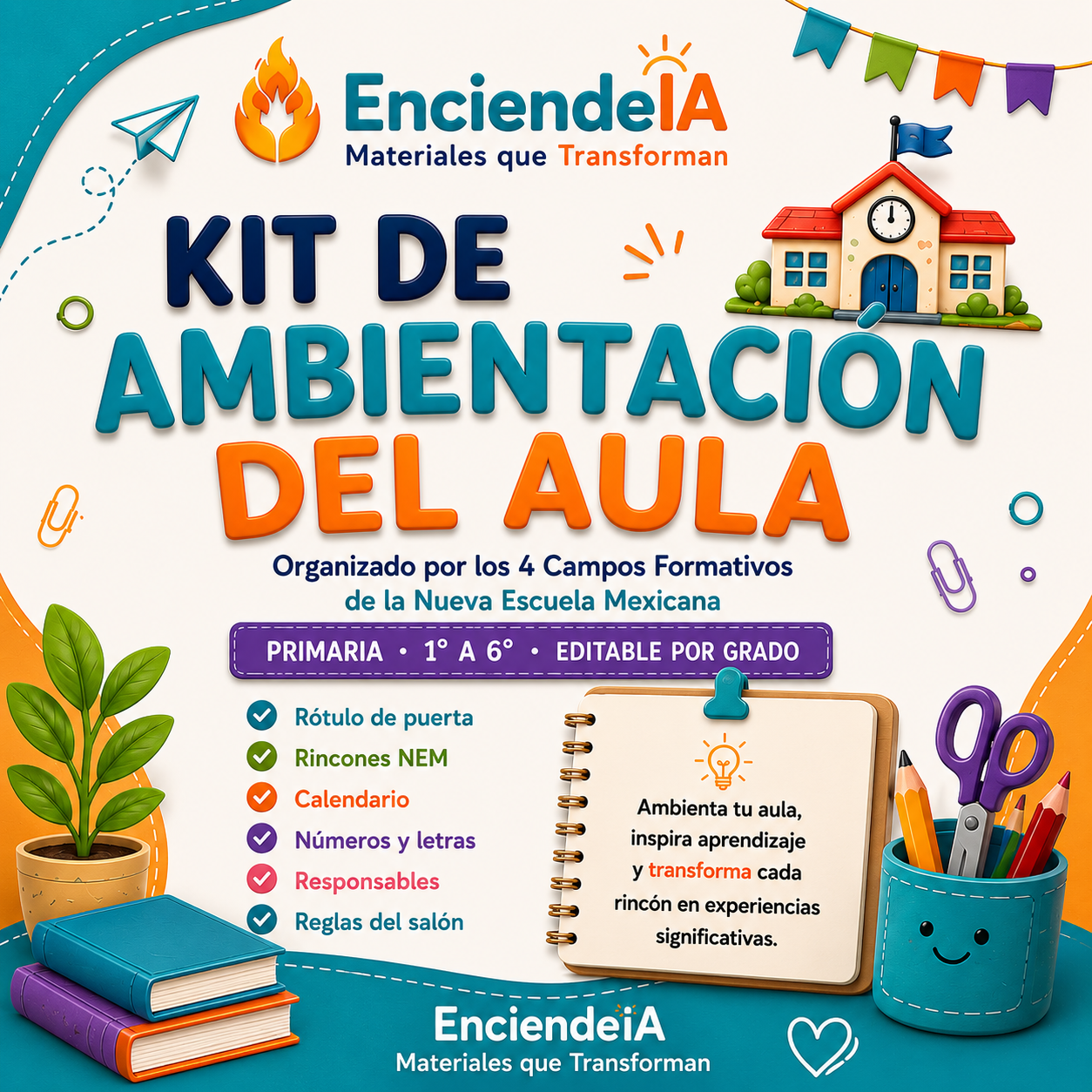 Kit de Ambientación del Aula Premium 1° a 6° | NEM y 4 Campos Formativos | Editable 1 Kit de Ambientación del Aula Premium 1° a 6° | NEM y 4 Campos Formativos | Editable