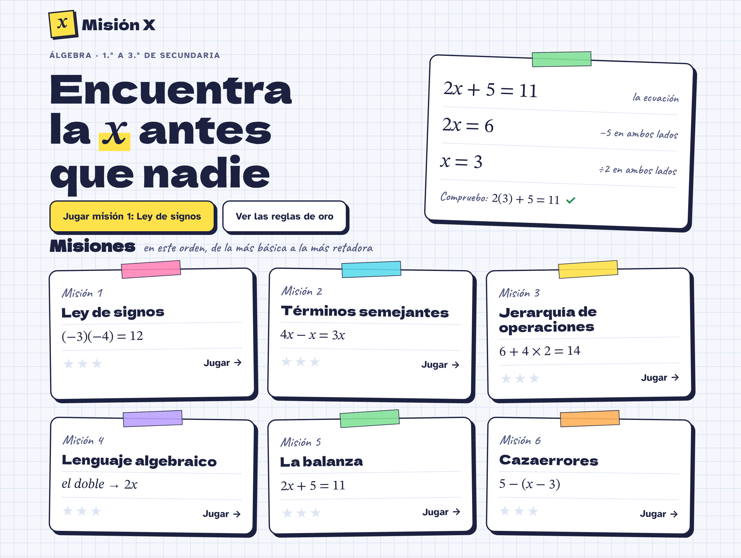 Misión X. Juego para aprender algebra. 1 Misión X. Juego para aprender algebra.