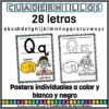 El Abecedario Posters y Mantelito Español (Completo) presenta un póster educativo de letras en español que resalta 