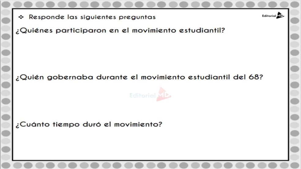 preguntas sobre el movimiento estudiantil