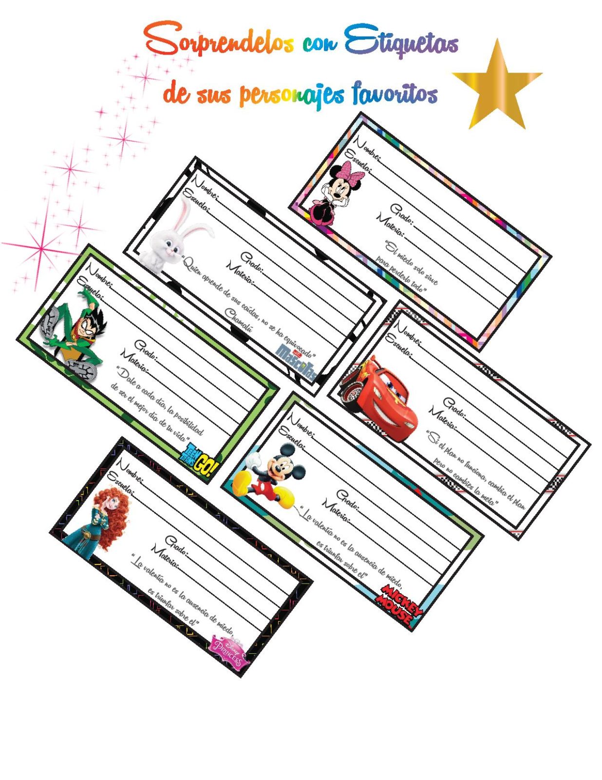 Etiquetas para Cuadernos y/o Libros para Imprimir Etiquetas para Cuadernos y/o Libros para Imprimir