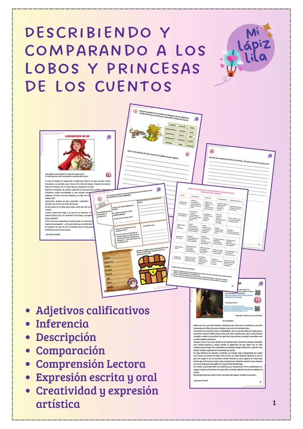 DESCRIBIENDO Y COMPARANDO A LAS PRINCESAS Y LOS LOBOS DE LOS CUENTOS 1 DESCRIBIENDO Y COMPARANDO A LAS PRINCESAS Y LOS LOBOS DE LOS CUENTOS