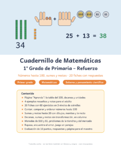 Cuadernillo de Matemáticas 1° Grado de Primaria – Refuerzo (números hasta 100, sumas y restas)