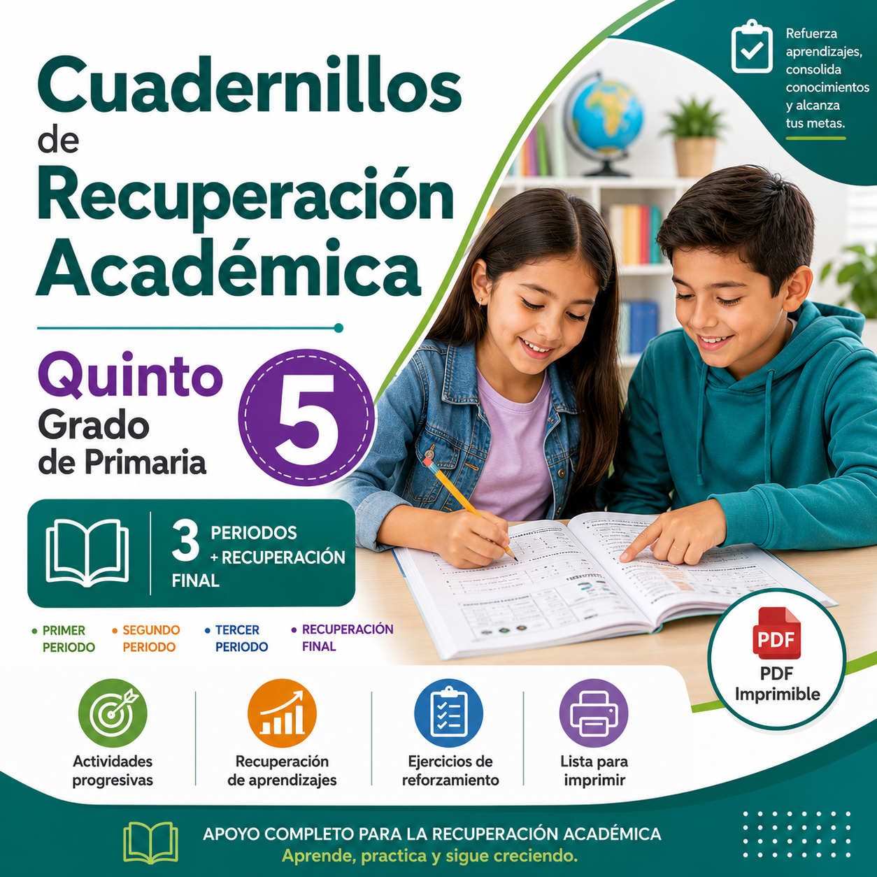 Cuadernillos de Recuperación Académica Quinto Grado de Primaria 2026-2027 | Paquete Completo 3 Periodos + Recuperación Final | PDF Imprimible 1 Cuadernillos de Recuperación Académica Quinto Grado de Primaria 2026-2027 | Paquete Completo 3 Periodos + Recuperación Final | PDF Imprimible