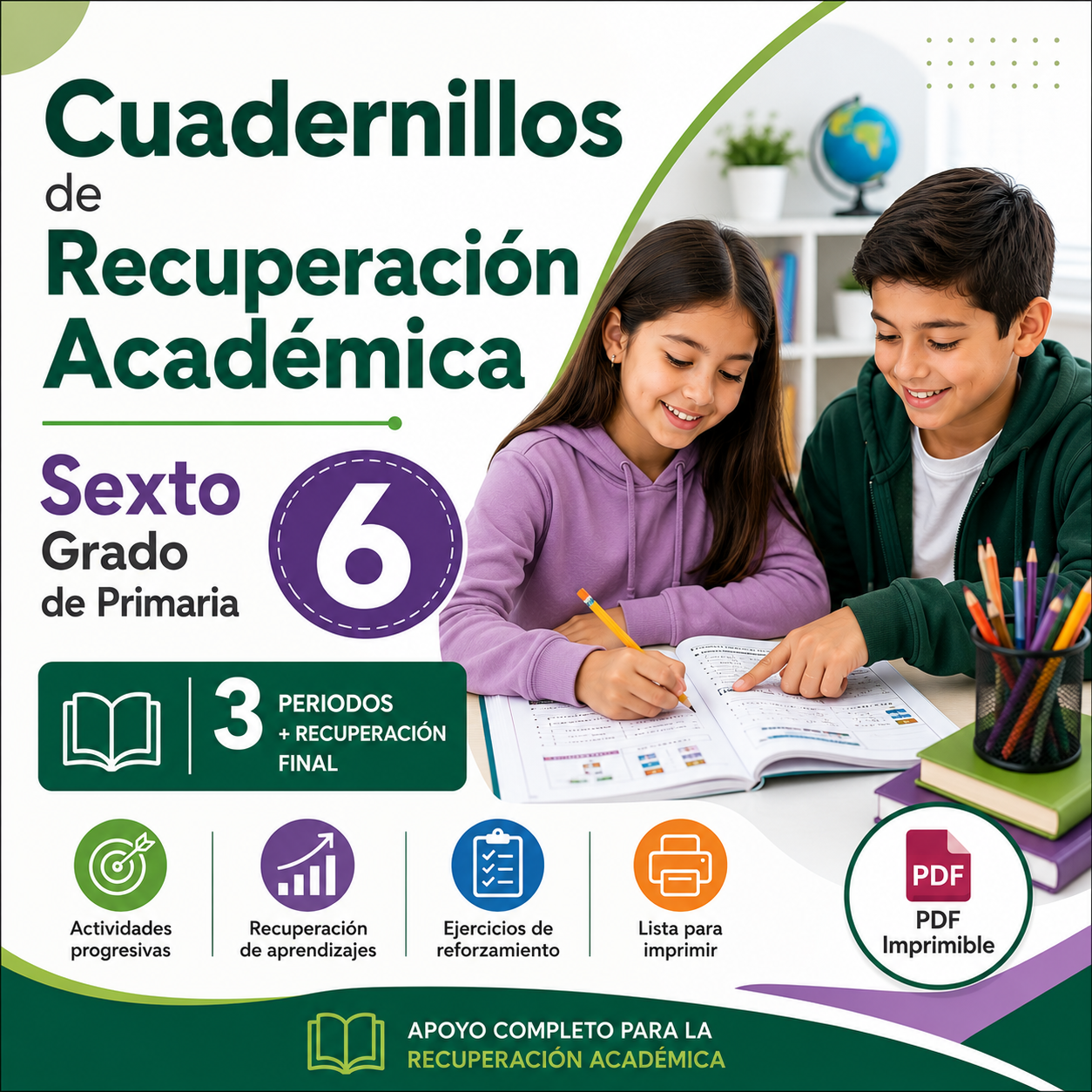 Cuadernillos de Recuperación Académica Sexto Grado de Primaria 2026-2027 | Paquete Completo 3 Periodos + Recuperación Final | PDF Imprimible 1 Cuadernillos de Recuperación Académica Sexto Grado de Primaria 2026-2027 | Paquete Completo 3 Periodos + Recuperación Final | PDF Imprimible