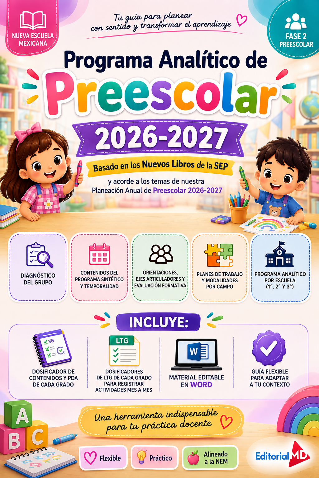 Programa Analítico de Preescolar 2026-2027 | NEM 1 programa analitico de preescolar 2026-2027