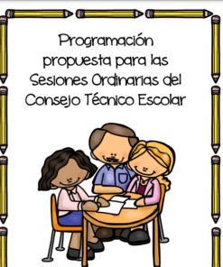 Ilustración de tres personajes de dibujos animados sentados en una mesa, colaborando. El texto anterior dice 