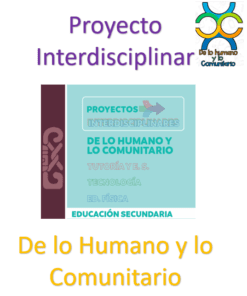 Texto en imagen con logo. El texto dice: "Proyecto Interdisciplinar", "Proyectos Interdisciplinares", "De lo Humano y lo Comunitario", "Tutoria y E.S.", "Tecnología, Ed. Física", "Educación Secundaria", "De lo Humano y lo Comunitario".