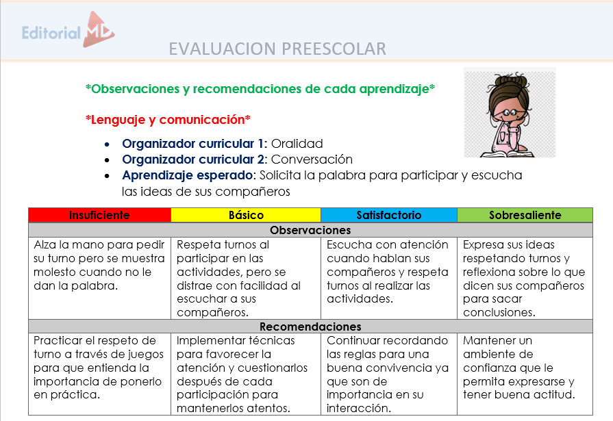 recomendaciones para el reporte de evaluación preescolar 2019-2020