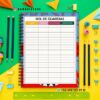 Agenda docente preescolar ciclo 2025-2026 monster red 15 Un cuaderno de espiral abierto a una hoja de
