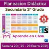 Planeación Secundarias Generales, Técnicas y Telesecundaria (3er Grado) Semana 20 (25 al 29 de Enero 2021)