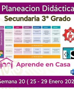 Planeación Secundarias Generales, Técnicas y Telesecundaria (3er Grado) Semana 20 (25 al 29 de Enero 2021)