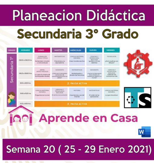 Planeación Secundarias Generales, Técnicas y Telesecundaria (3er Grado) Semana 20 (25 al 29 de Enero 2021)
