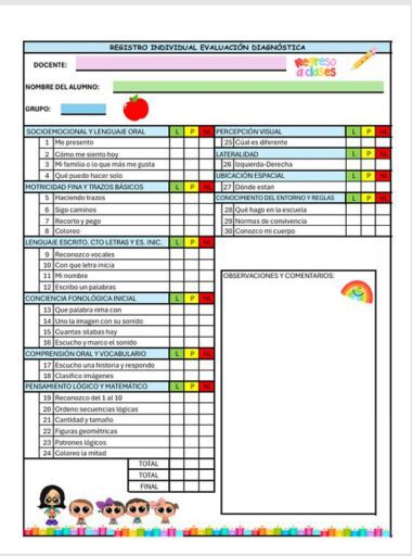 EVALUACIÓN DIAGNÓSTICA PARA PRIMER GRADO, CONOCIMIENTOS Y HABILIDADES - Image 2