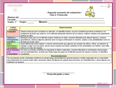 segundo momento de preescolar sugerencias y observaciones