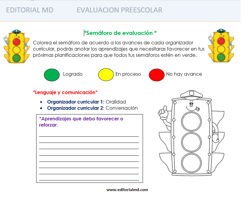semáforo de evaluación preescolar