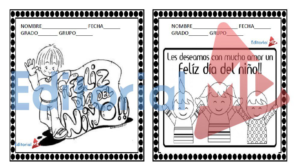 tarjeta del dia del nino para colorear