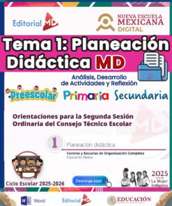 Portada de la guía de planeación didáctica para educación preescolar, primaria y secundaria del sistema educativo mexicano, con logotipos oficiales, texto a color y botón de descarga para el ciclo escolar 2025-2026.