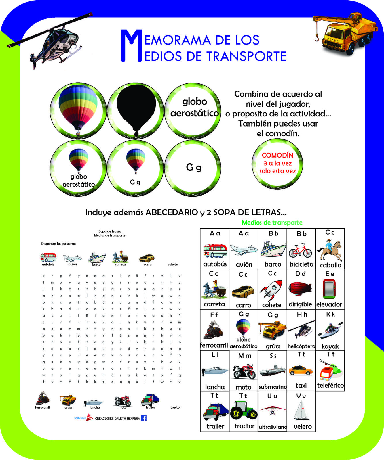 memorama de los medios de transporte