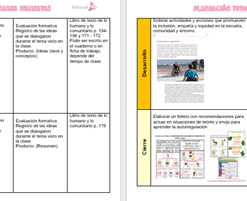 Dos hojas de planificación curricular, una al lado de la otra, tituladas 