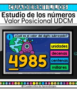 Valor Posicional unidades decenas centenas millares Estudio de los números Matemáticas Grado Primaria Fichas Digitales