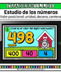 Valor posicional: unidades, decenas y centenas Estudio de los números Matemáticas Primero Segundo Grado Primaria Fichas Digitales