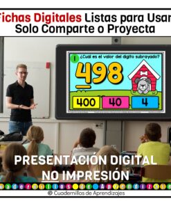 Valor posicional: unidades, decenas y centenas Estudio de los números Matemáticas Primero Segundo Grado Primaria Fichas Digitales 12 valor posicional fichas digitales 3