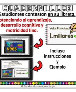 Valor Posicional unidades decenas centenas millares Estudio de los números Matemáticas Grado Primaria Fichas Digitales 16 valor posicional fichas digitales 7 1