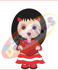 Una linda niña de dibujos animados con ojos grandes y un corte de pelo bob, vestida con un vestido rojo y blanco, cantando alegremente villancicos rodeada de letras y formas coloridas con un SET DE LOS DETALLITOS CANTANDO VILLANCICOS FONDO TRANSPARENTE.
