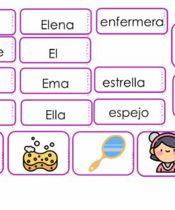 Un juego de combinación de vocabulario en español de Planeación De Clase Vocales E U con palabras como 