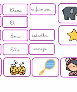 Una cuadrícula con cuadros que contienen palabras en español e imágenes coincidentes, que te ayudarán en tu Planeación De Clase Vocales E U. Ejemplos: 