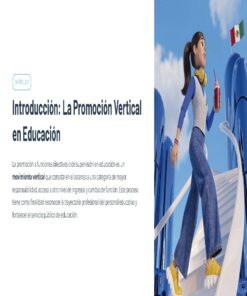Guía de Apoyo Promoción Vertical Función Directiva en Educación Especial - USICAMM 2026 - 2027 + (Simulador 90 Reactivos) 17 Una joven con coleta, mochila y bufanda sube unas escaleras azules con libros en la mano, con una bandera mexicana de fondo. El texto de la izquierda introduce la promoción vertical en la educación.