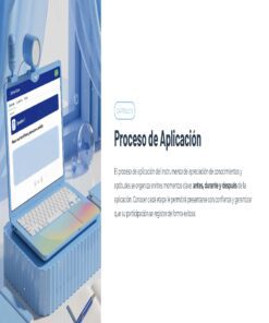 Guía de Apoyo Promoción Vertical Función Directiva en Educación Especial - USICAMM 2026 - 2027 + (Simulador 90 Reactivos) 14 Un portátil de colores pastel sobre un escritorio muestra una lista de comprobación en pantalla. El fondo incluye una cortina, burbujas, un lápiz y un cuaderno. El texto de la derecha describe las etapas de un proceso de solicitud en español.