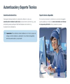 Guía de Apoyo Promoción Vertical Función Directiva en Educación Especial - USICAMM 2026 - 2027 + (Simulador 90 Reactivos) 20 Un joven con auriculares y sudadera con capucha se sienta en un escritorio utilizando un ordenador, con un micrófono delante. A la izquierda, un texto explica la autenticación biométrica y la asistencia técnica disponible.
