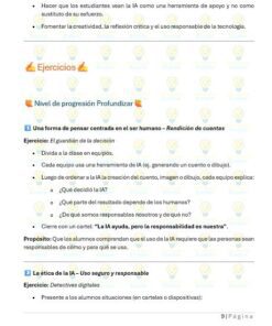 Una página de libro de texto en español con títulos, viñetas y emojis. Las secciones incluyen 